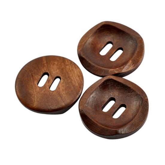 Nähknöpfe aus Holz, glatt, bequeme Installation, Kaffeefarbe, dunkler Kaffee, 2 Löcher, runde Nähknöpfe aus Holz für Bekleidung, 25 Stück