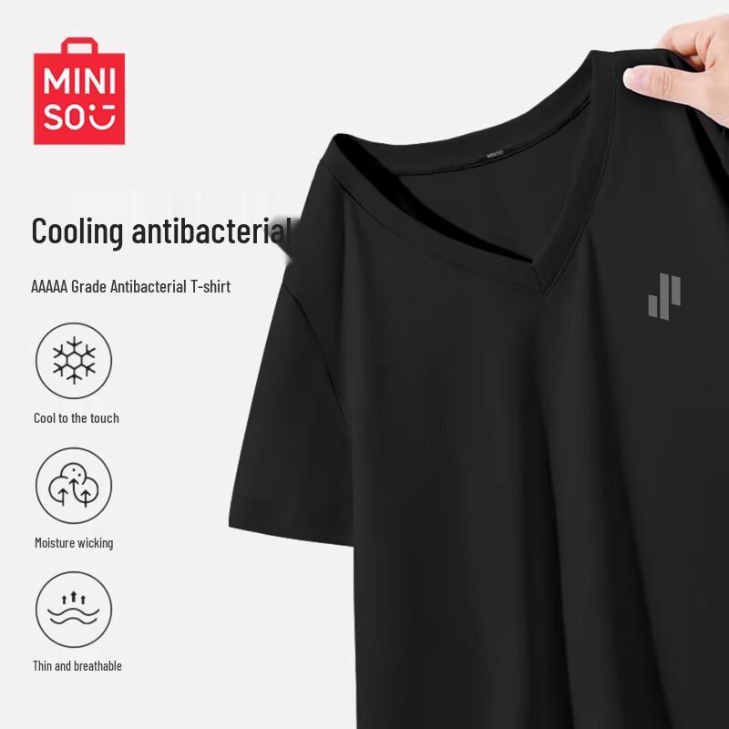 MINISO Women s V-Neck Slim Fit Short Sleeve T-Shirt M