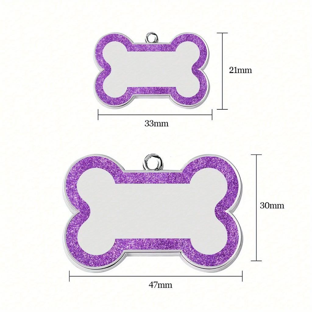 Custom Dog Tags Pendant, Personalised Cat Dog Puppy Pet ID Name Pendants, Collar Tag Pendant Pet Accessories Bone Glitter Pendant