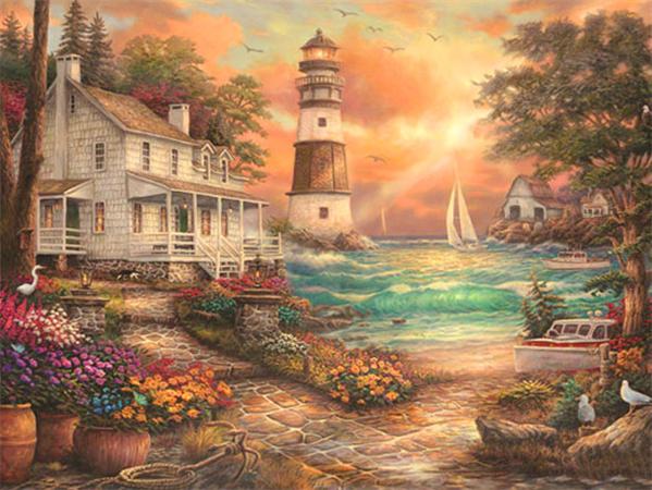 

5D Diy Алмазная картина Дом Пейзаж Полная квадратная круглая вышивка Мозаика Дерево Пейзаж Домашний декор Full Round 20x30CM