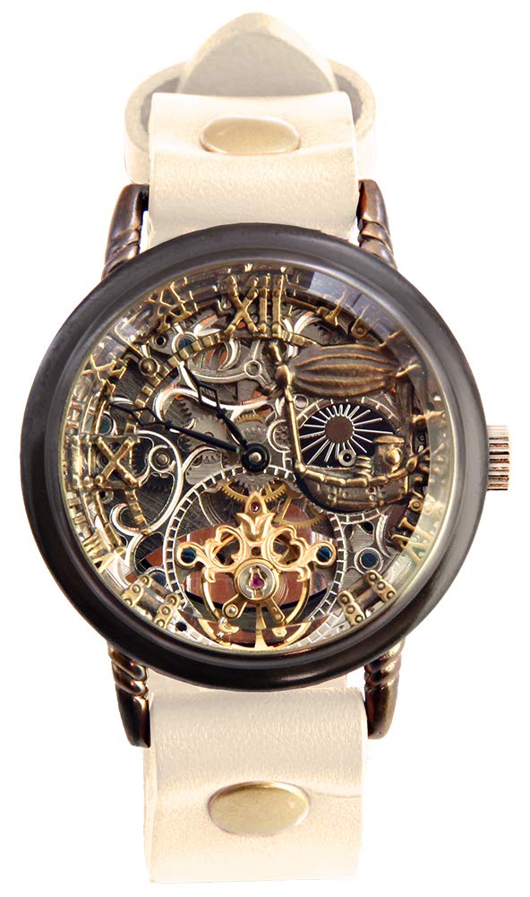

Moola Watch Rebic Manual Winding Made in Japan Skeleton RER-30B (L, White)