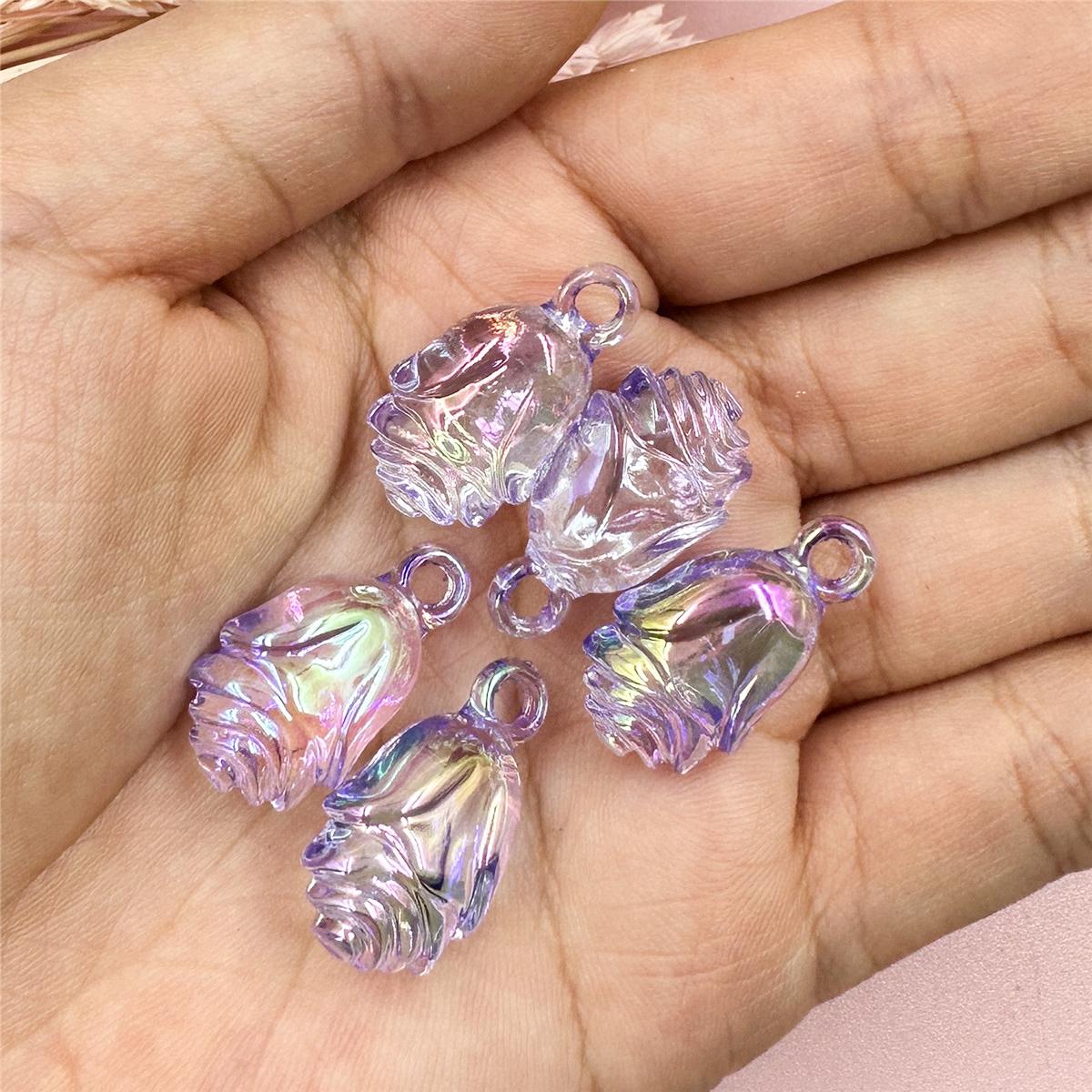 

Товары для вечеринок, брелок, роза шампанского, акрил, 5 шт., модные серьги, аксессуары для самостоятельного изготовления ювелирных изделий, бусины для браслета, ожерелья, 13*24 мм фиолетовый