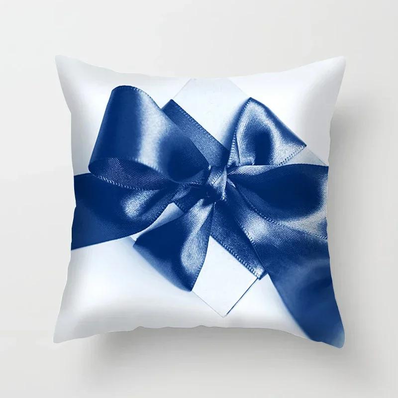1Pcs Blue Pattern Cushion Cover Polyester 45*45Cm Pillowcase Cojines Decorativos Para Bedroom Sofa Home Decor Pillow Cover