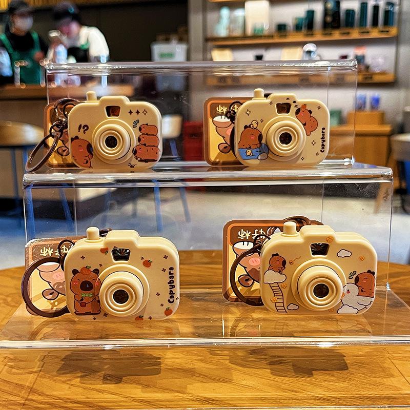 Capybara Luminous Projection Camera Keychain: Cute Cartoon Pendant Gift