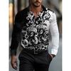 Men's Business Casual Dress Shirt, Floral Pattern, Button-Up Style, Collared Long Sleeve, Suitable for Everyday Wear In Spring and Summer