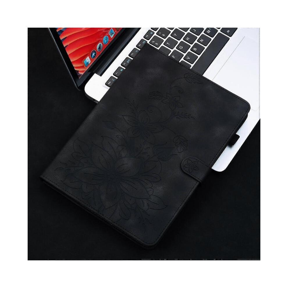 (For Xiaomi Pad 7 / Pad 7 Pro, Black) Lily Embossed Leather Tablet Case