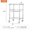 Kitchen Utility Cart, 3 Tiers, Wire Rolling Cart with 470LBS Capacity, Steel Service Cart On Wheels, Metal Storage Trolley with 76mm Basket Curved