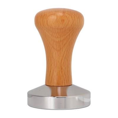 Prensador de Café Acero Inoxidable Fondo Plano Herramienta de Apisonado Prensador de Mano para Café con Mango de Madera