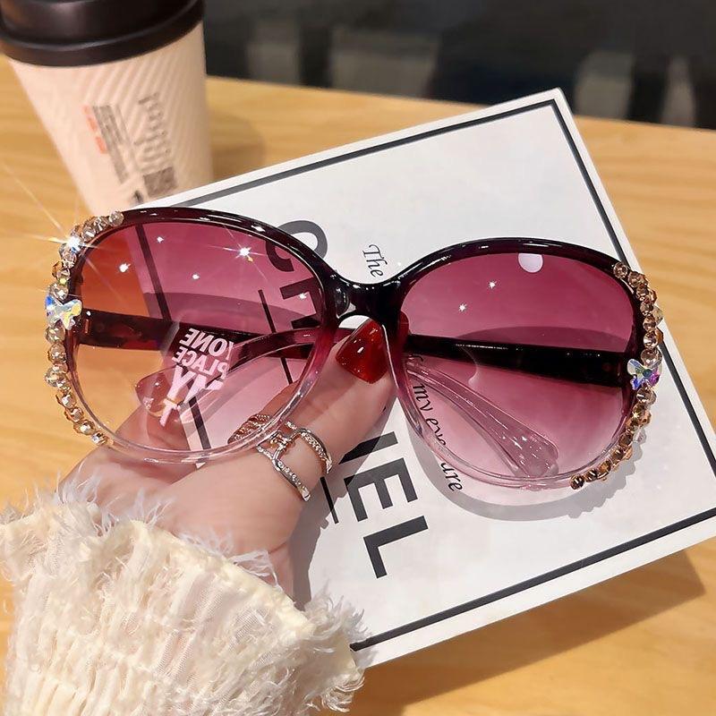 

Non-polarized Sunglasses Women Sun Glasses Bling Rhinestone Vintage Gradient Lens Eyeglasses for Female фіолетовий