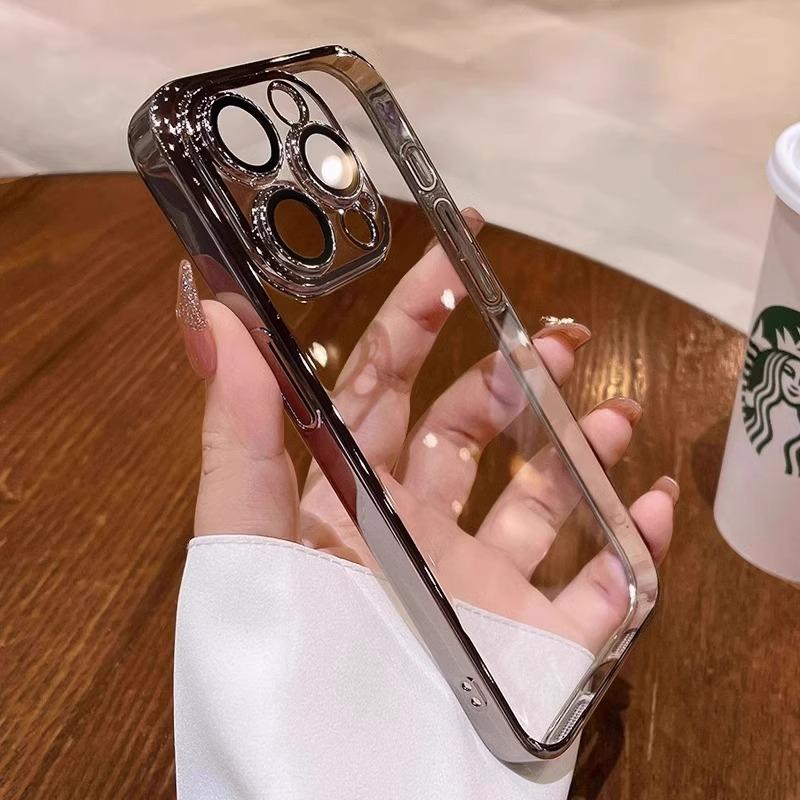 Applicable To Apple 17promax Mobile Phone Case New Electroplated IPhone 16 High End Sense with Lens Film Full Cover Soft Case