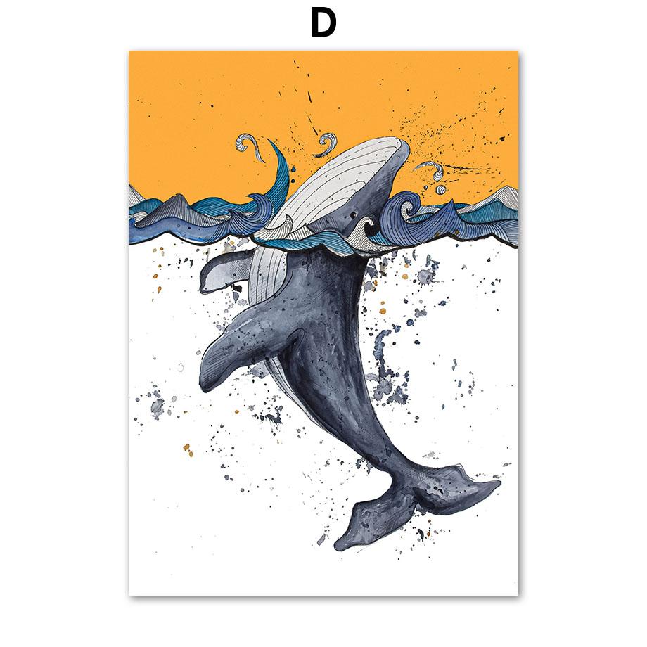 Watercolor Bear Rabbit Whale Dog Eagle Frog Wall Art Canvas Painting Nordic Posters And Prints Pictures For Living Room Decor