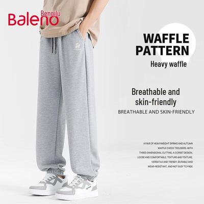 Baleno Men's Retro Waffle Knit Cuffed Sweatpants