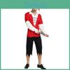 Eye-catching Unisex Couples Pirate Costume Featuring Striking Red And Black Design For Celebrations