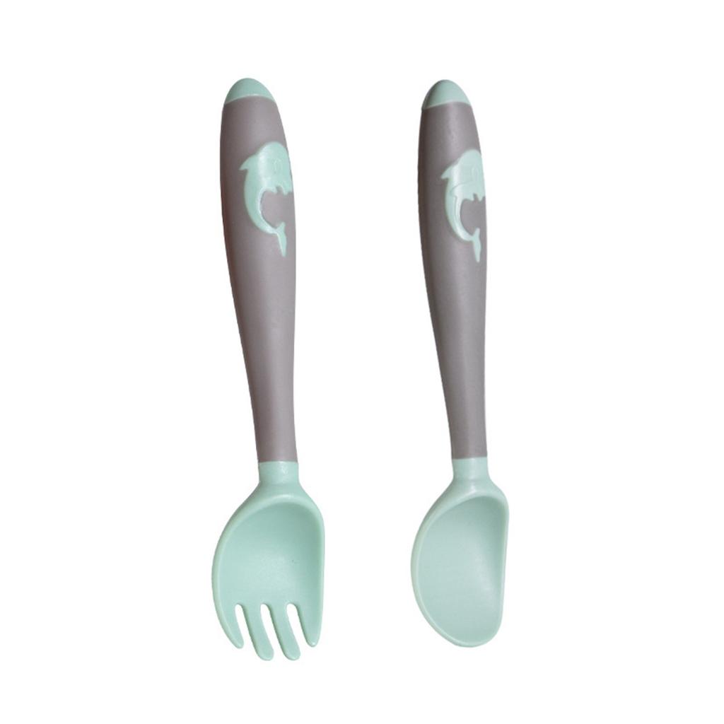 New Baby Fork And Spoon Set, Food-grade Silicone, Children's Training Spoon, Complementary Food Set