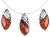 Openwork Women' Silver Jewelry Set Drops with Amber Tear Drop