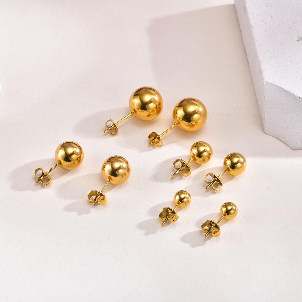 Trendy Stainless Steel Round Stud Earrings for Women Girls, Anti Allergy Gold Color Dangle Earring Ear Accessory Gifts To Her