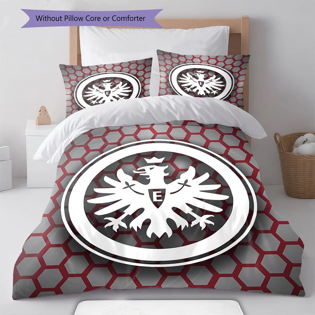 Frankfurt Football Pattern Bedding,Quilt Set Quilt Cover Pillowcase Home Birthday Gift (1 * Duvet Cover + 2 * Pillowcase, Without Core)