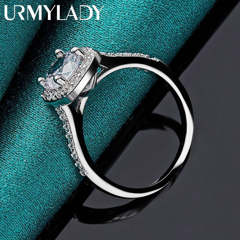 925 Sterling Silver Square AAAAA Zircon Charm 7 8 9 10 Ring For Women Fashion Jewellery