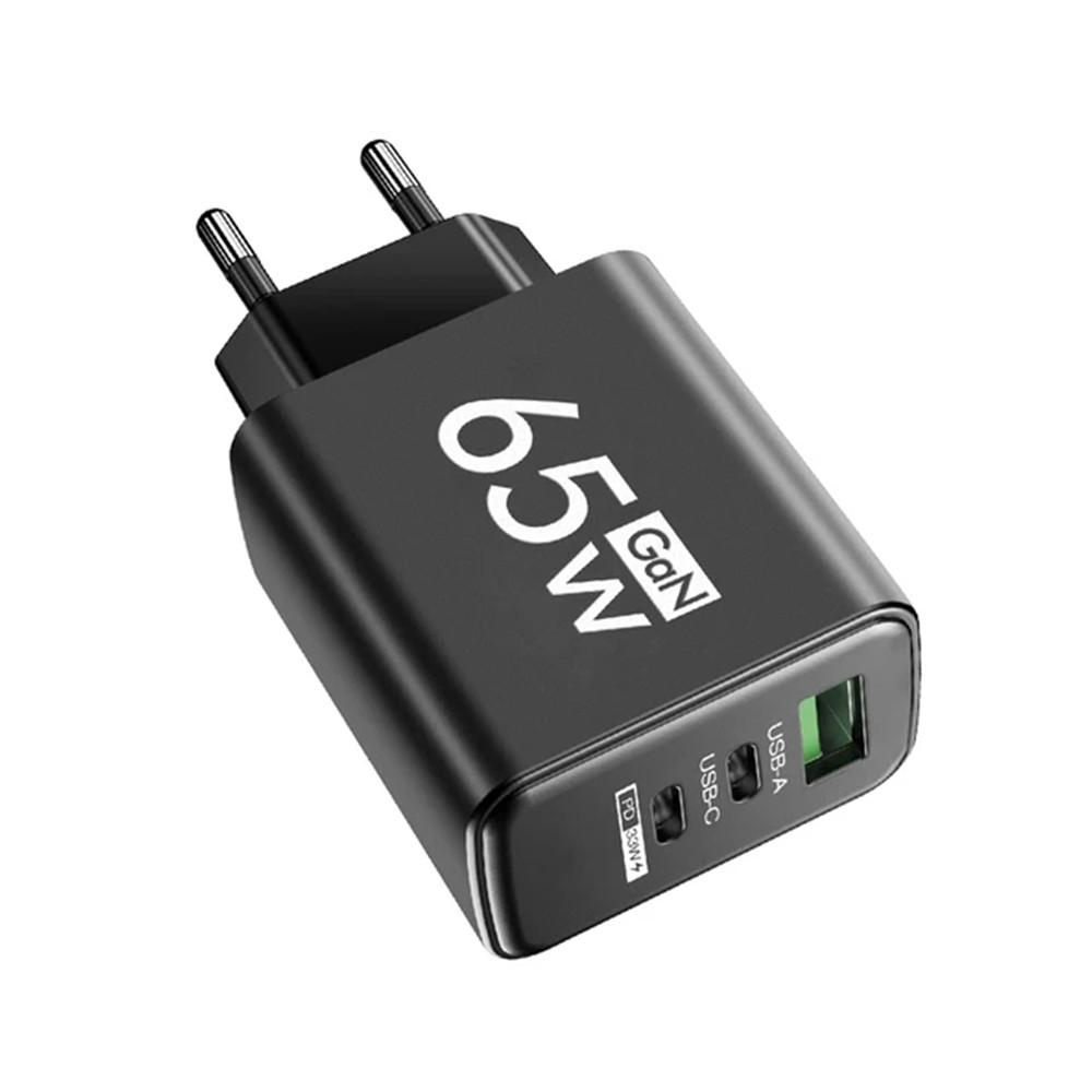 

65 Вт GaN USB Type C зарядное устройство Quick Charge 3.0 QC3.0 быстрая зарядка мобильный телефон адаптер кабель Type C для iPhone Samsung Xiaomi Mi EU Black