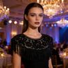 Glitter Fringe Detachable Collar Shawl Scarf For Women Elegant Party Accessory