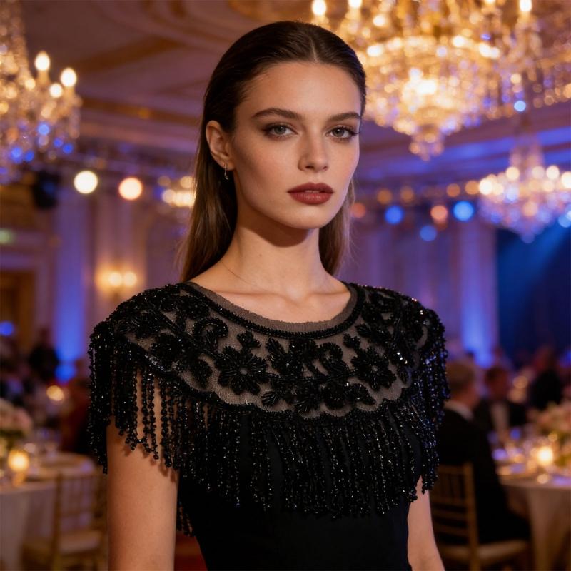 Glitter Fringe Detachable Collar Shawl Scarf For Women Elegant Party Accessory