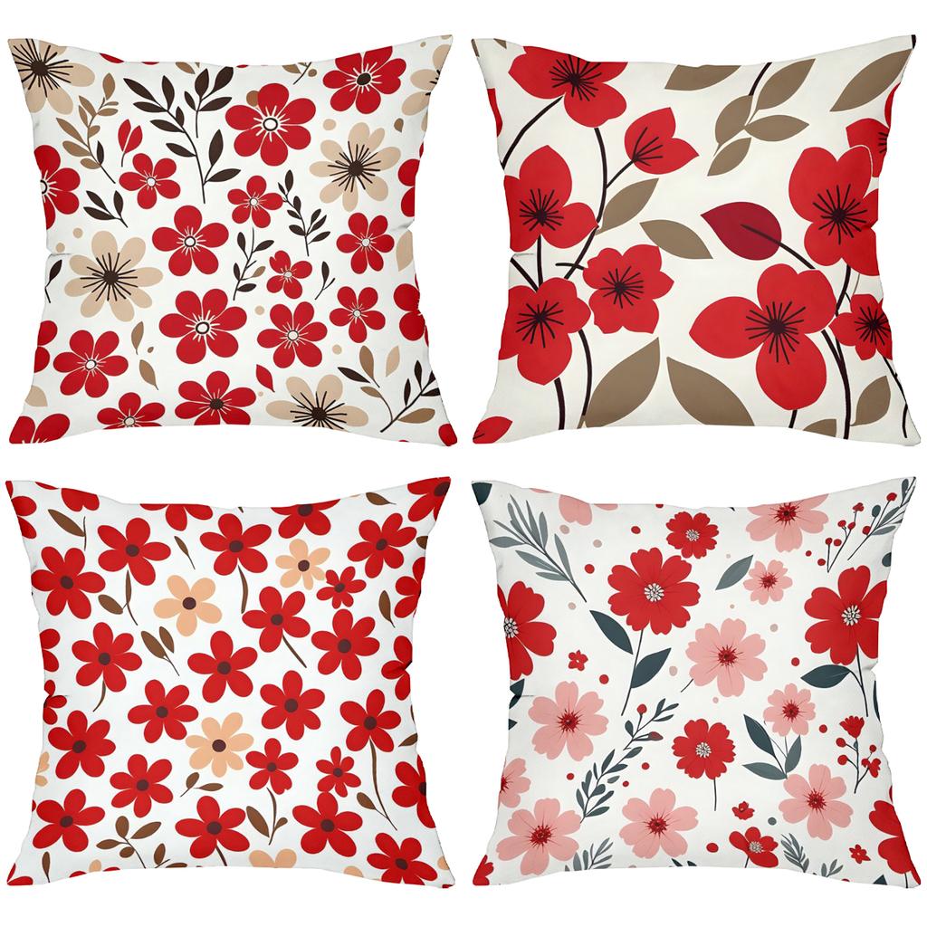Floral Patterned Cushion Covers Red And Pink Polyester pillowcase, sofa decorative cushion cov Headboard Pillow