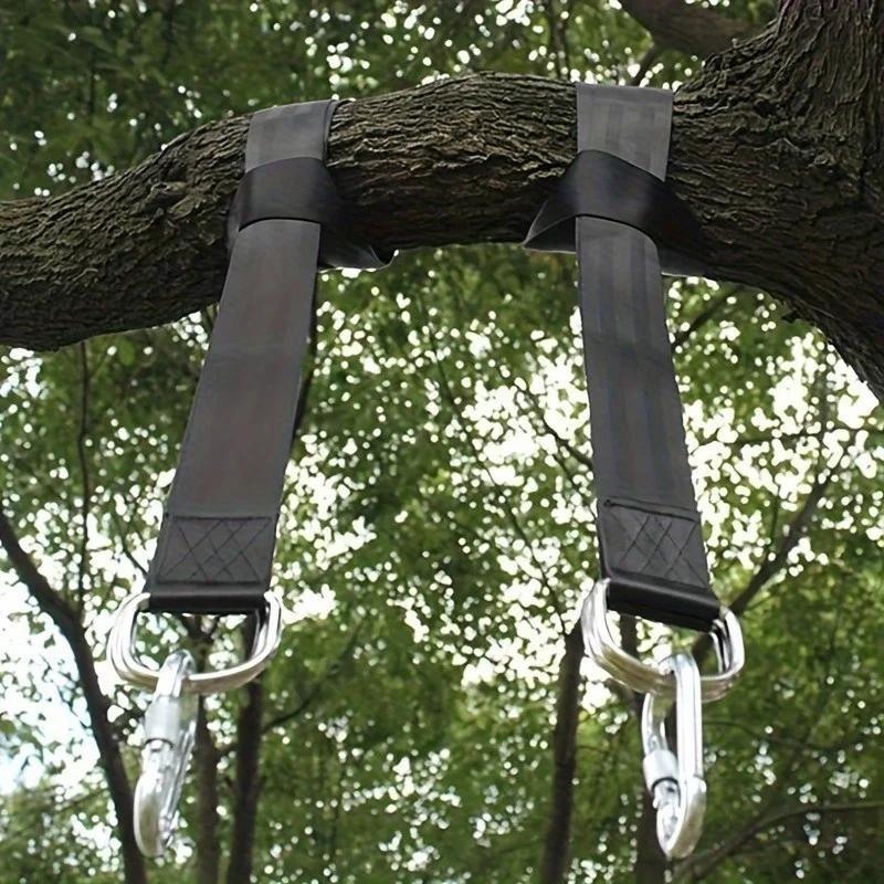 Heavy Duty Nylon Swing Rope Straps, Outdoor Hammock Hanging Kit with Carabiners, Adjustable Tree Swing Connecting Straps