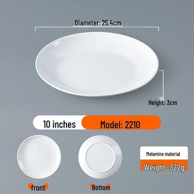 White Melamine Commercial Round Dinner Plate