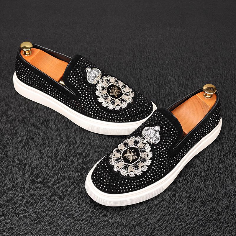 Fashion New Luxury Designer Men's Fashion All Match Platform Embroidery Rivet Causal Shoes Flats Male Rock Punk Loafers Zapatos Hombre