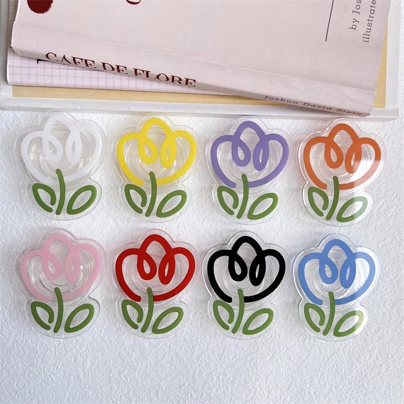 Transparent Tulip-Design Acrylic Phone Stand | Retractable & Foldable