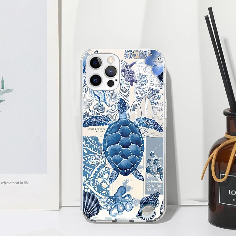 Ocean Starfish Sea Turtle Shark Phone Case For Iphone 17 Air 16 15 Plus 16E 14 Pro Max 13 Mini 12 11 7 8 SE Fundas Soft Back Cov
