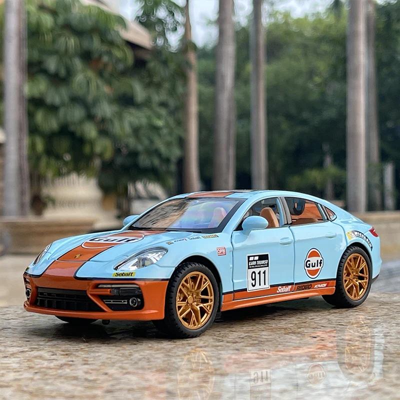 1/24 Porsche Panamera GULF Supercar Alloy Diecasts & Toy Vehicles Metal Toy Car Model Sound and Light Collection Toy