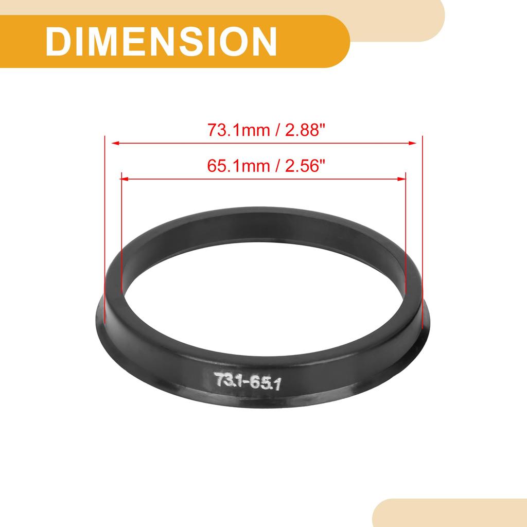 Partuto Set of 4 73.1mm to 65.1mm Universal Hub Centric Rings - Plastic 3m