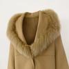 OFTBUY 2024 Autumn Winter Jacket Natural Real Fox Fur 100% Blends Wool Coat Women Loose Outerwear Casual Outerwear Streetwear