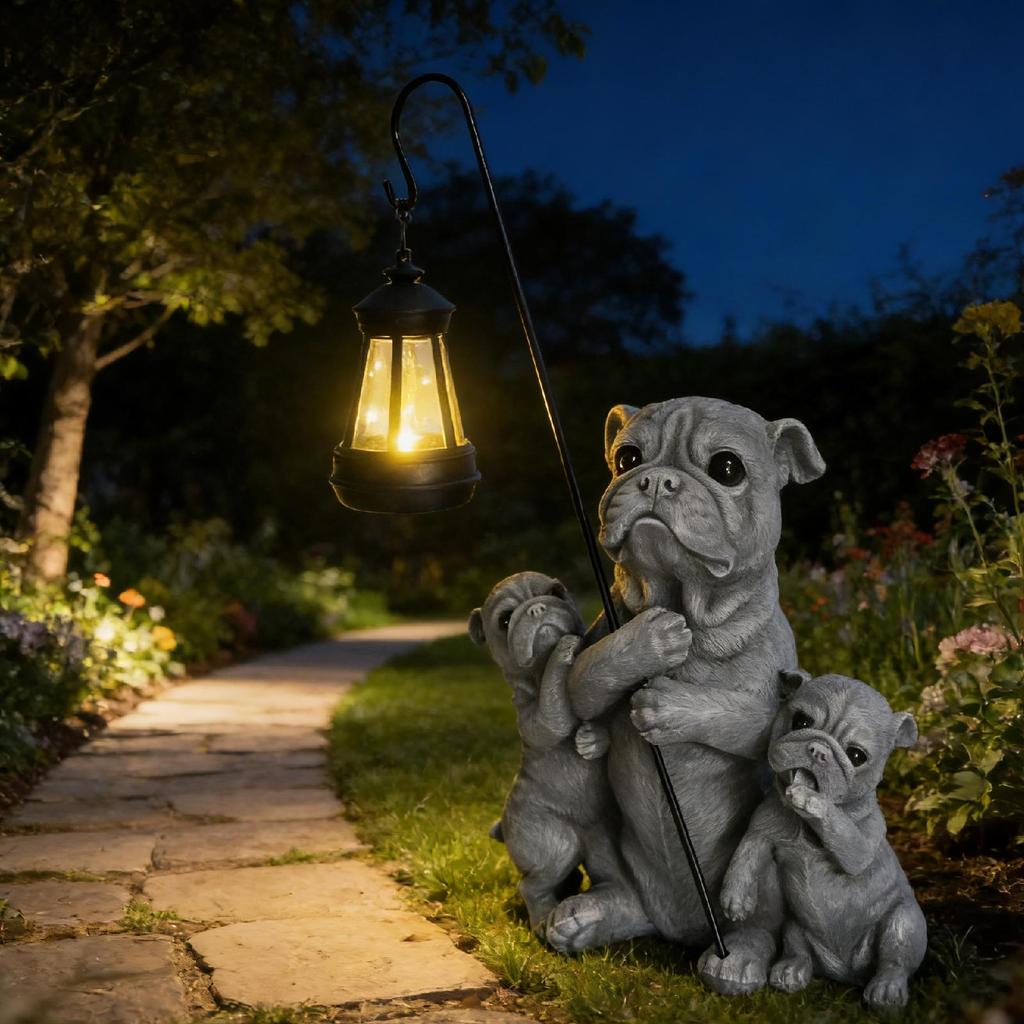 Unique Garden Dog Statue Solar Light Resin Craft Gift Decorative Outdoor Landscape Lamp for Patio