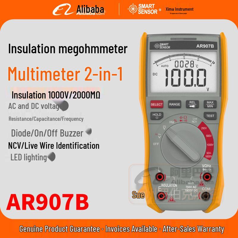 XIMA AR907B Digital Multimeter & Megohmmeter - Electrician's High-Precision Insulation Tester