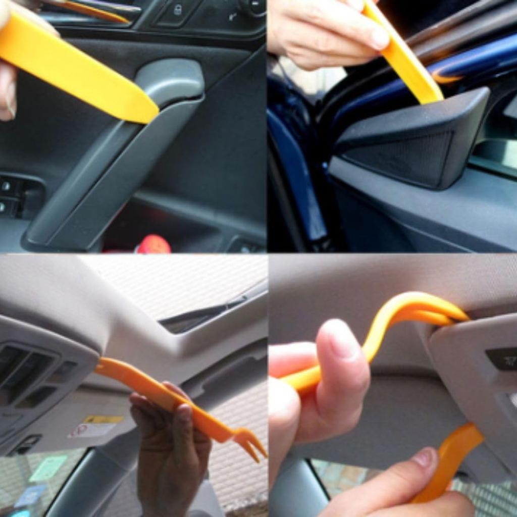 5-piece Set Auto Rivet Panel Removal Clip Clamp Tool Removal Tool Parts (4 Panel Removal + 1 Clip Clamp Tool)