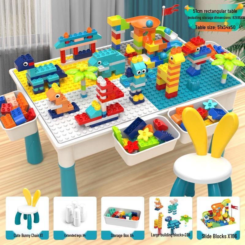 Multifunctional Large Particle Building Block Table for Kids: Educational Toy for Boys, Girls, and Babies