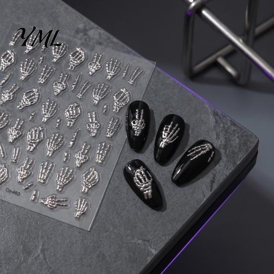Halloween Nail Art Decals Stickers, Black Cat Ghost Pumpkin Wreath Adhesive Nails Decorative for Manicure Decoration, DIY Supplies Holiday Party