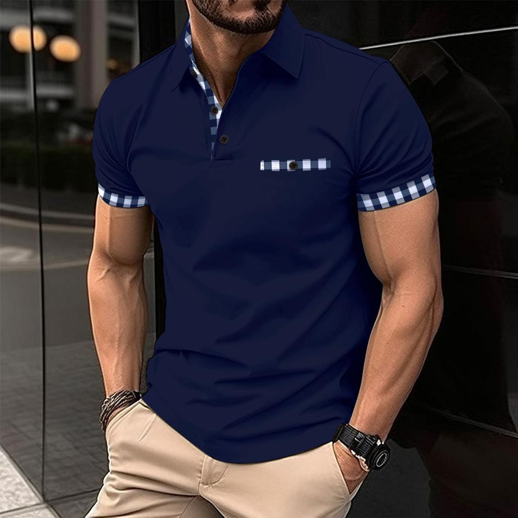 Men's summer checked polo shirt: a versatile, casual top with a pocket