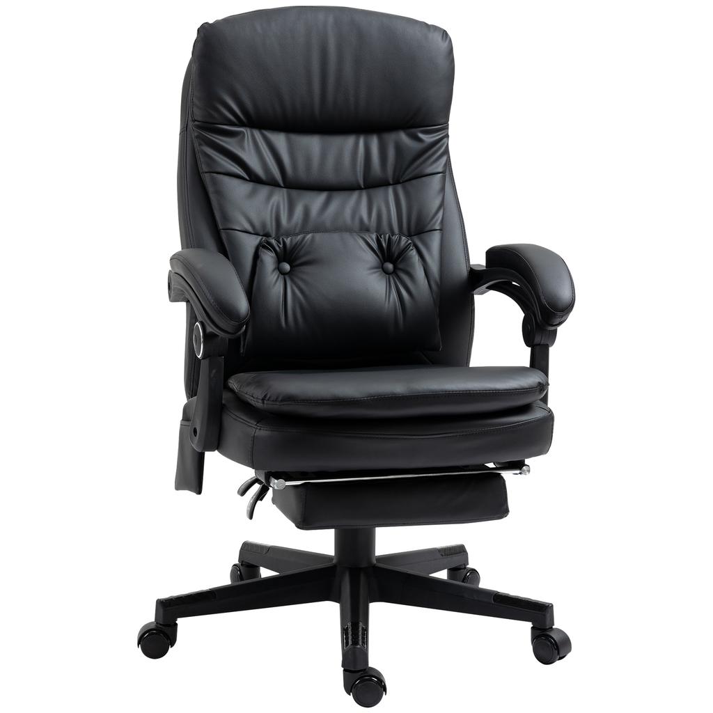 Faux Leather Massage Office Chair with USB Port. 64x69x107-115cm. Black