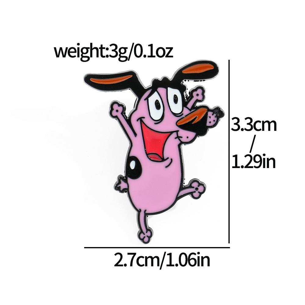 Европейские и американские персонажи Трусливая собака Герой значок Розовая собака металлическая эмблема Булавка для одежды сумки