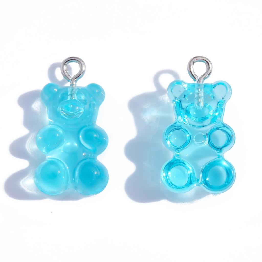 Colorful Transparent Bear Resin Pendant for DIY Jewelry and Keychains