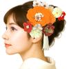 Hair Accessory Set for Furisode and Two-piece (long-sleeved Kimono) Coming-of-age Ceremonies, Kk-026, Yellow, Tsumami-zaiku Crepe.