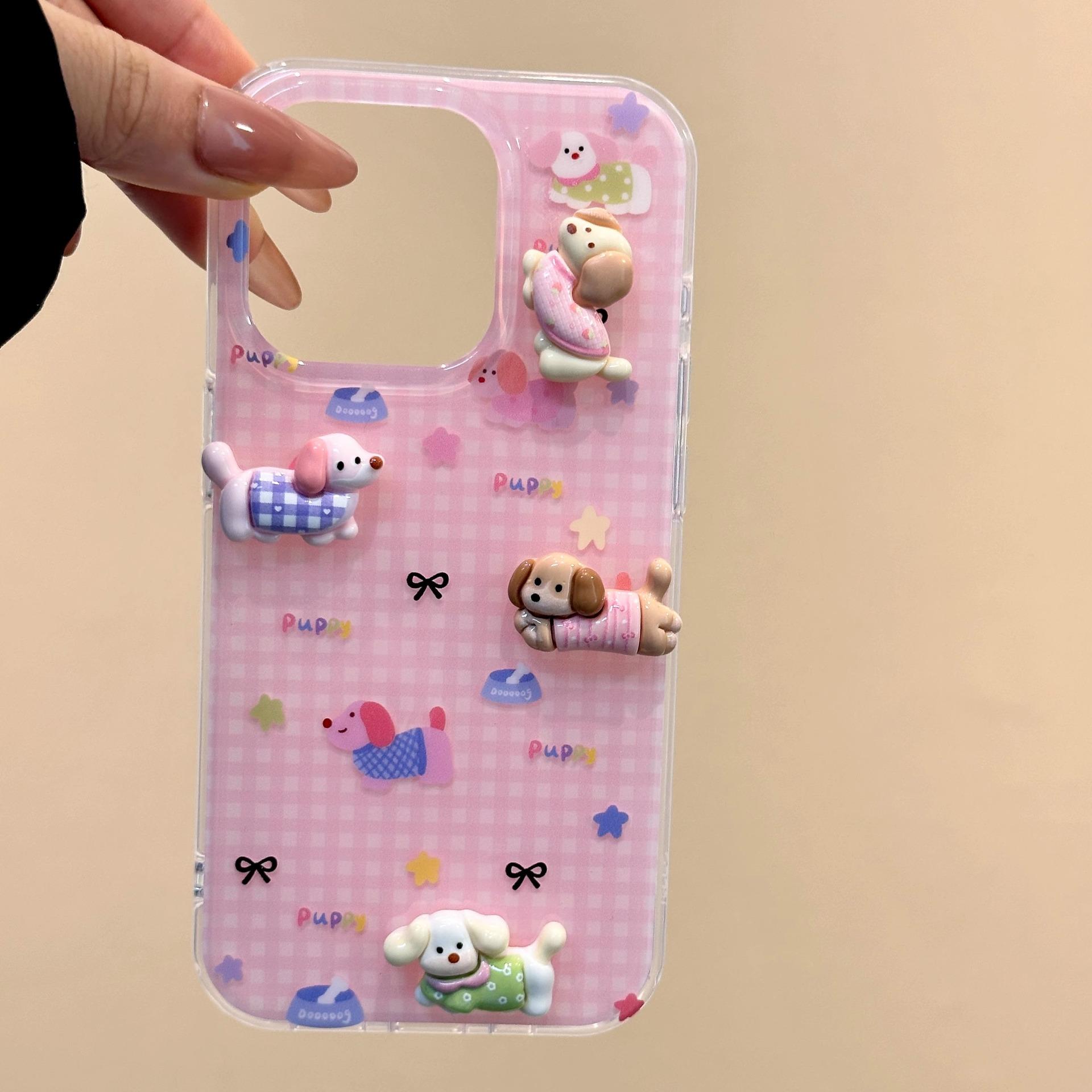 

Single Layer Three-dimensional Puppy for IPhone16promax Mobile Phone Case15pro New High-end Sense13anti-fall14 For Apple 16E