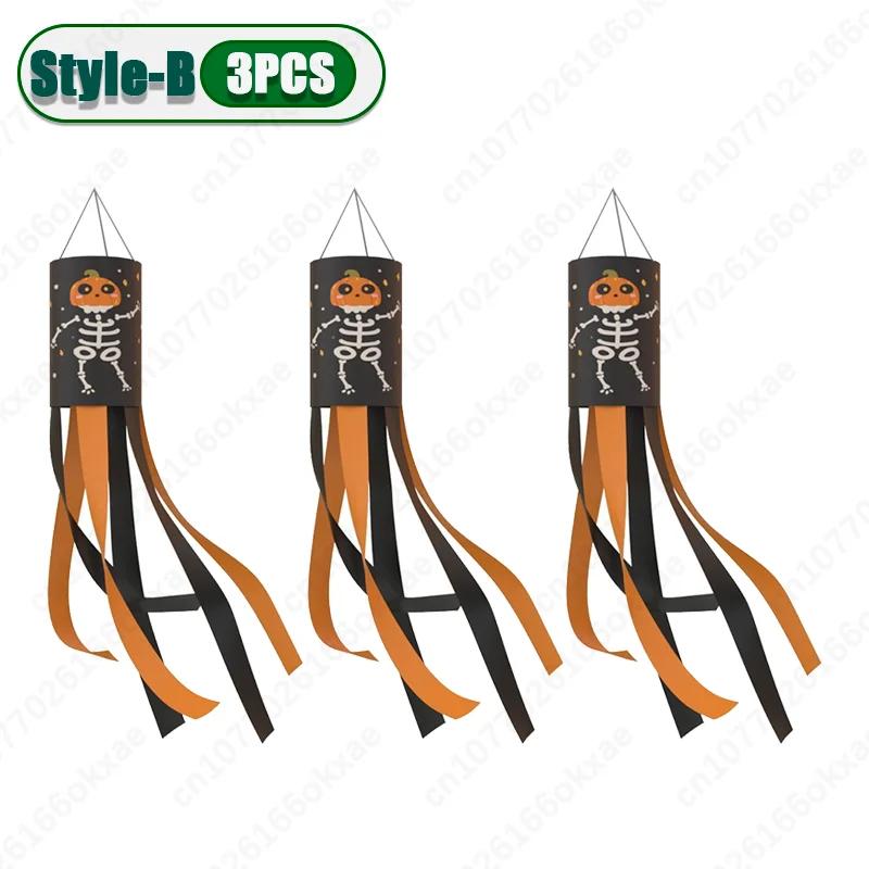 1-20PCS Halloween Ghost Windsock Flag Hanging Decor for Yard Haunted House Party Spooky Wind Sock Festival Outdoor Ornament