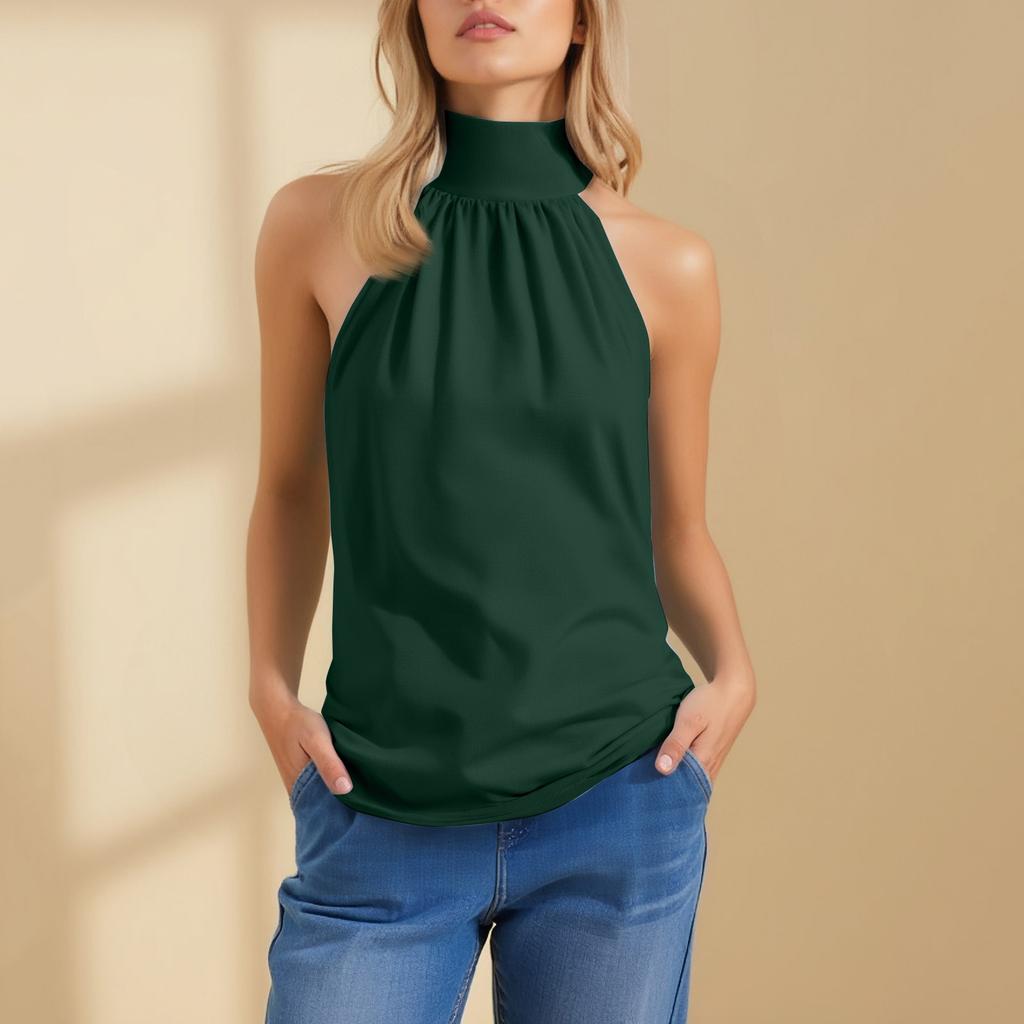 Modisches und lässiges ärmelloses einfarbiges sexy rückenfreies Top für Damen