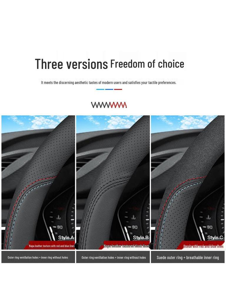 Compatible Leather Steering Wheel Cover for Honda Civic Generations 8-11, No Sewing Required, Slim Design.