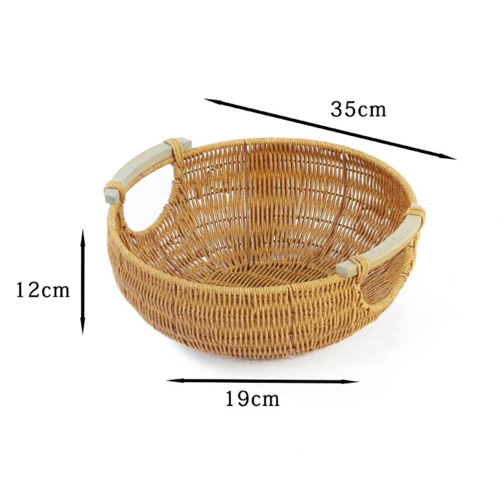 Woven Texture Woven Storage Basket Boho Style Bread Tray Vintage Wicker Basket  Coffee Shop