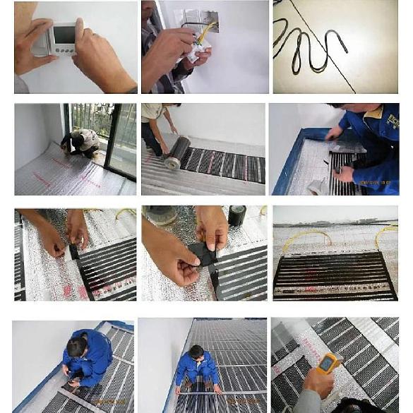 AC220V Infrared Underfloor Heating Film 220w/m2 Warm Mat with Clamps Insulation Pastes